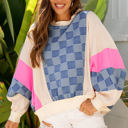  Chelsea Oversized Checkered Denim Casual Sweatshirt