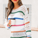  Cheyenne Striped Pointelle Knit Sweater