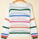  Cheyenne Striped Pointelle Knit Sweater