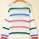  Cheyenne Striped Pointelle Knit Sweater