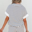  Chloe Stripe V Neck Tee Short Set