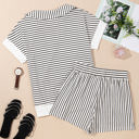  Chloe Stripe V Neck Tee Short Set