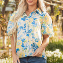 Claira Floral Puff Short Sleeve Blouse