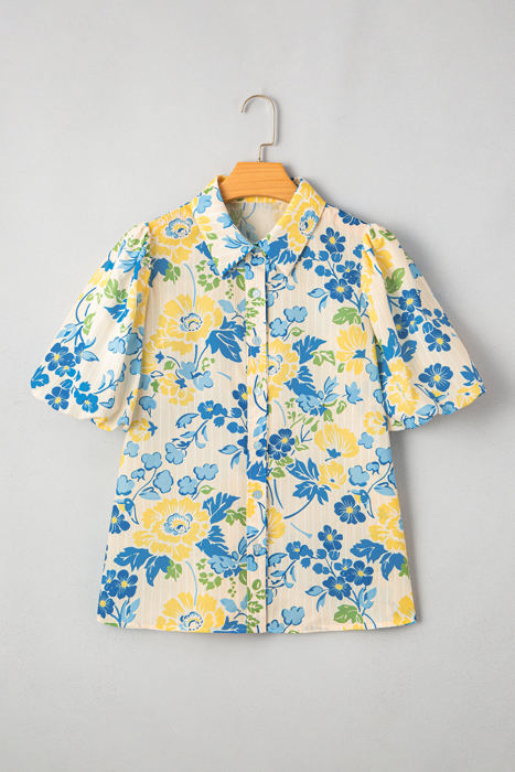 Claira Floral Puff Short Sleeve Blouse