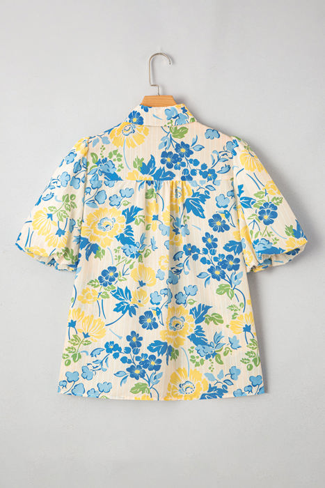 Claira Floral Puff Short Sleeve Blouse