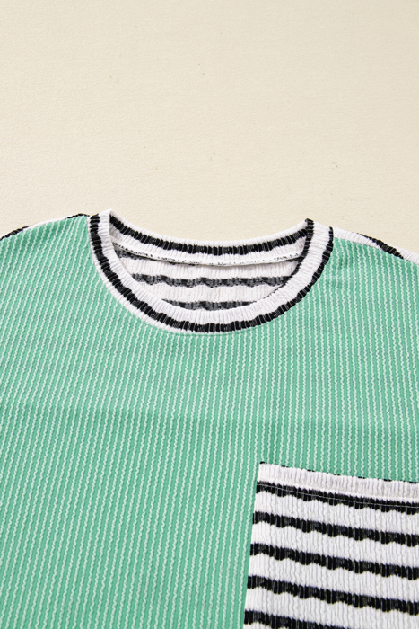 Claire Contrast Striped Patchwork Long Sleeve Top