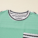  Claire Contrast Striped Patchwork Long Sleeve Top