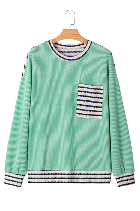 Claire Contrast Striped Patchwork Long Sleeve Top