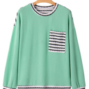  Claire Contrast Striped Patchwork Long Sleeve Top