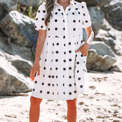 Claire Short Sleeve Buttoned Tiered Babydoll Dress