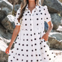  Claire Short Sleeve Buttoned Tiered Babydoll Dress