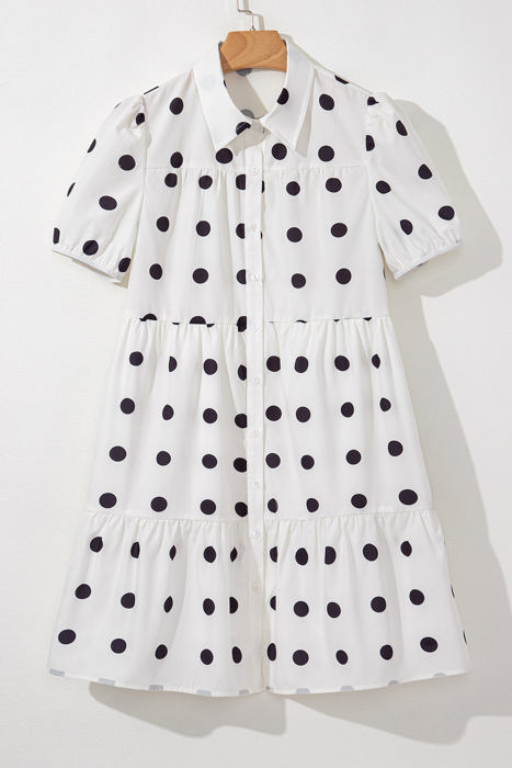 Claire Short Sleeve Buttoned Tiered Babydoll Dress