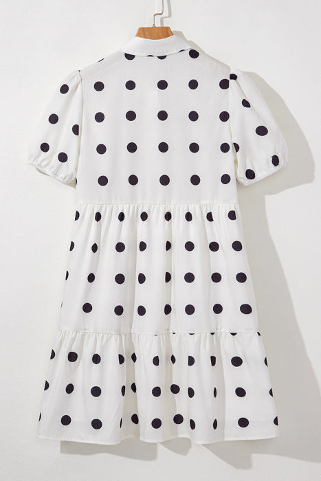 Claire Short Sleeve Buttoned Tiered Babydoll Dress