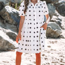 White XL Claire Short Sleeve Buttoned Tiered Babydoll Dress