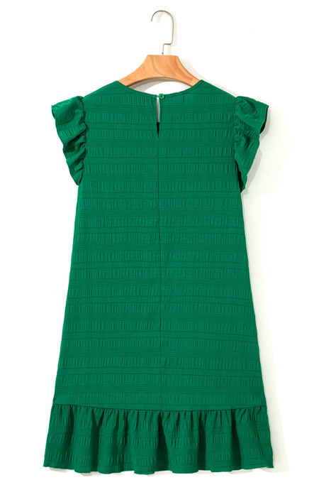 Claire Textured Flutter Sleeve Ruffled Mini Dress