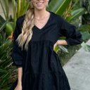 Black Large Clara Ruffled Chambray Dress