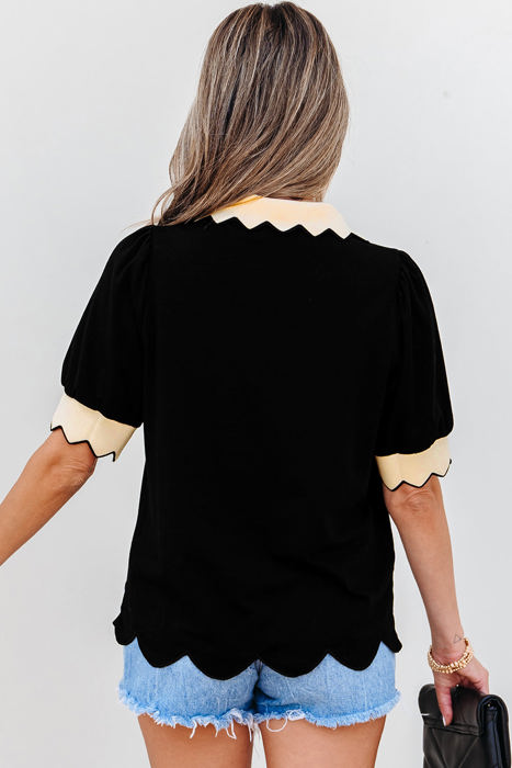 Clare Collared V Neck Puff Sleeve Blouse