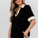 Clare Collared V Neck Puff Sleeve Blouse