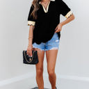  Clare Collared V Neck Puff Sleeve Blouse