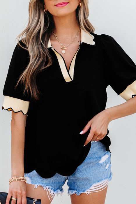 Clare Collared V Neck Puff Sleeve Blouse
