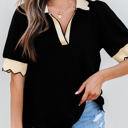  Clare Collared V Neck Puff Sleeve Blouse