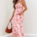  Clare Floral High Waist Ruffle Hem Long Dress