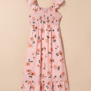  Clare Floral High Waist Ruffle Hem Long Dress