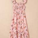  Clare Floral High Waist Ruffle Hem Long Dress