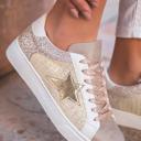  Clare Gold Glitter Star Lace-up Sneakers