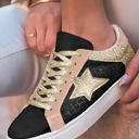 Rose Gold Size 8.5 Clare Gold Glitter Star Lace-up Sneakers