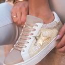 Gold Size 8.5 Clare Gold Glitter Star Lace-up Sneakers