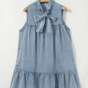  Clare Sleeveless Ruffled Chambray Dress