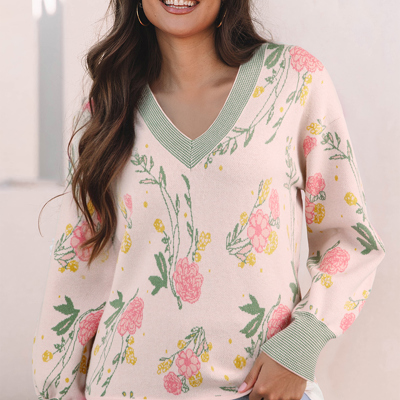 Clarimina Pattern Striped Loose Sweater