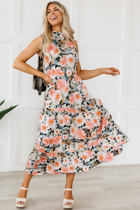 Clementine Floral Print Ruffled Maxi Dress