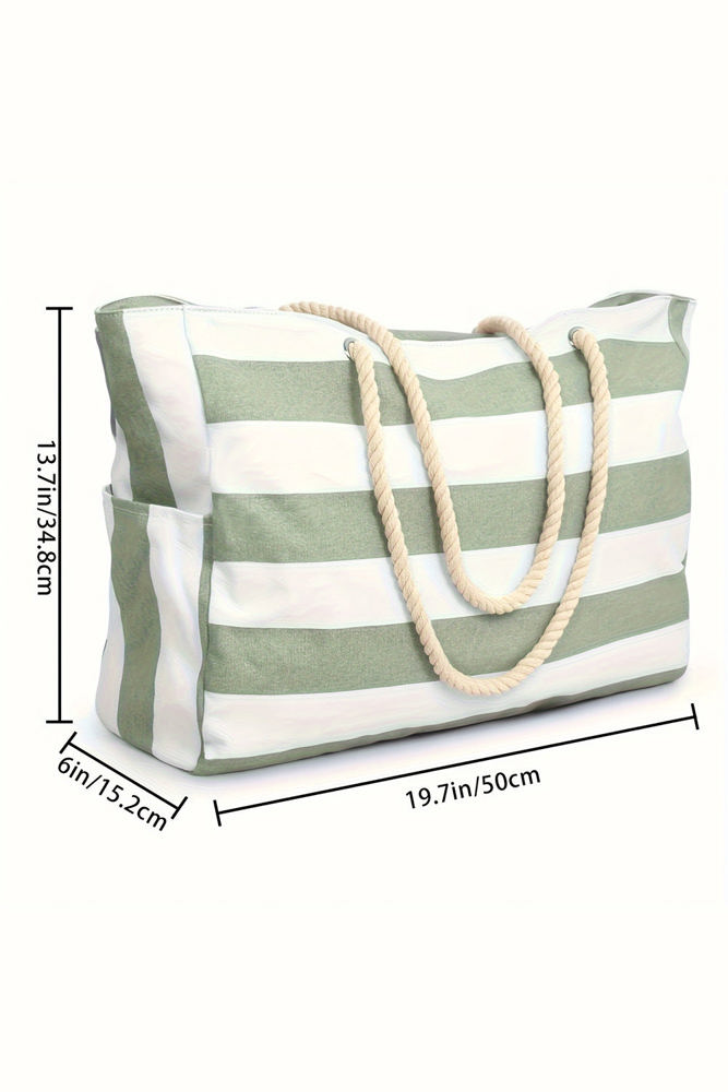 Cleo Striped Canvas Large Tote