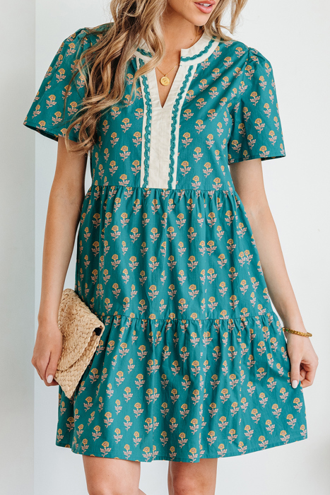 Clover Short Sleeve Floral Dress