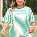 Green Stripe XXXXL Collins Plus Size Stripe Top