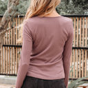  Cora Square Neck Ribbed Fit Long Sleeve Top