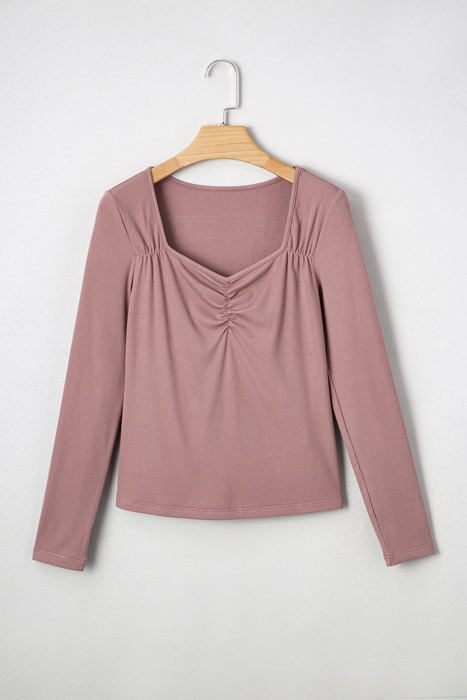 Cora Square Neck Ribbed Fit Long Sleeve Top