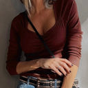  Cora Square Neck Ribbed Fit Long Sleeve Top