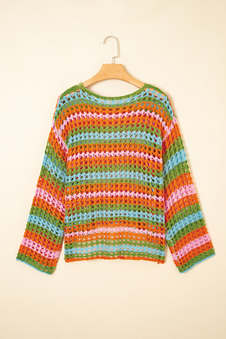 Cora Stripe Open Knit Sweater