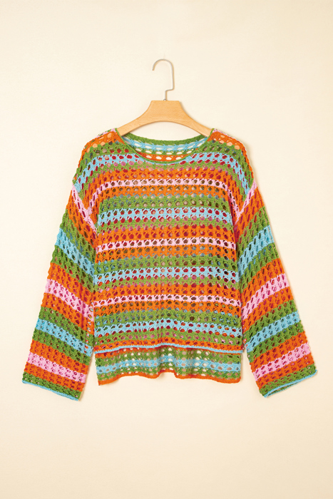 Cora Stripe Open Knit Sweater