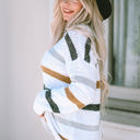  Cora Striped Popcorn Knit Sweater