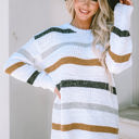  Cora Striped Popcorn Knit Sweater