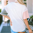  Coraline Waffle Colorblock Wide Sleeve Oversized Top