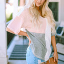  Coraline Waffle Colorblock Wide Sleeve Oversized Top