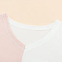  Coraline Waffle Colorblock Wide Sleeve Oversized Top