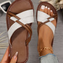 White Size 8.5 Criss Cross Flat Slippers