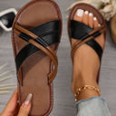 Black Size 7 Criss Cross Flat Slippers