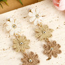 Crochet Flowers Stud Dangle Earrings